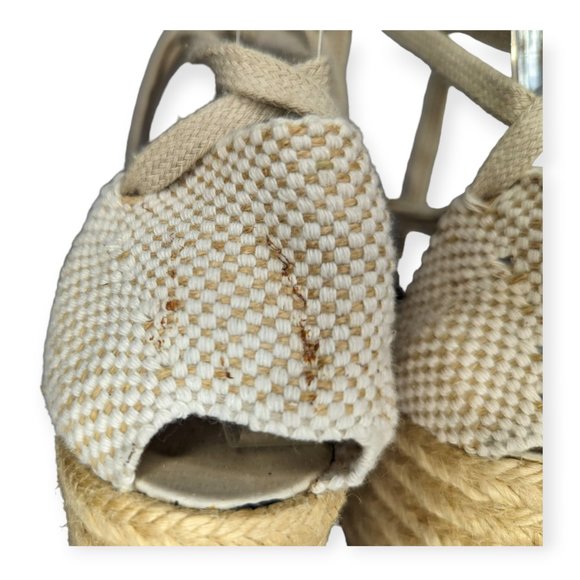 Andre Assous Striped Espadrille Wedges Size 7 - Picture 6 of 15